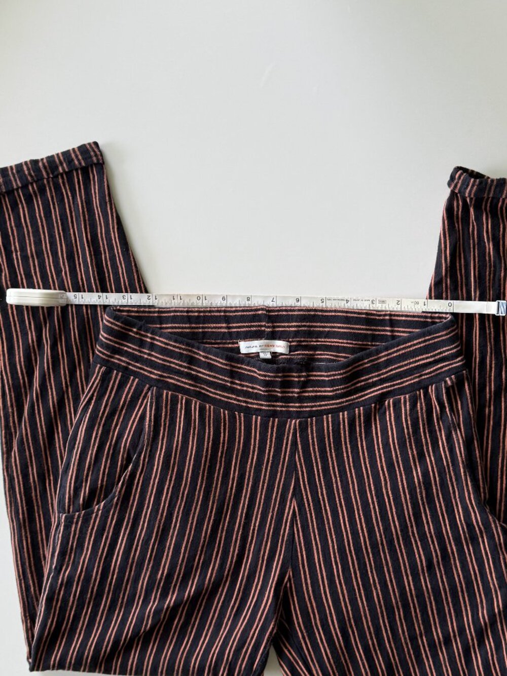 Natural by Known Supply Striped Knit Pants Size M Organic Cotton Black Orange - Picture 3 of 8